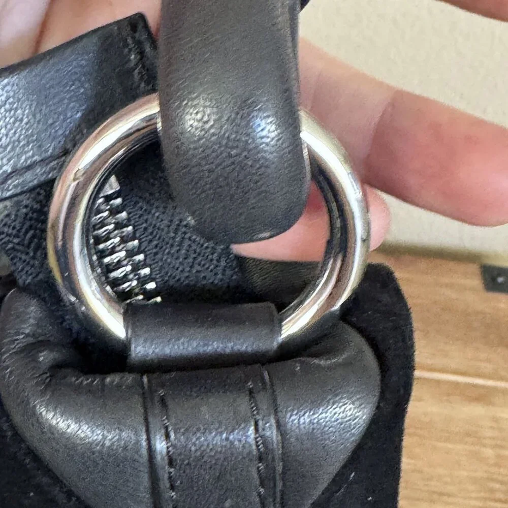 & Other Stories Black Braided Leather Suede Silver Hardware Top Handle Crossbody